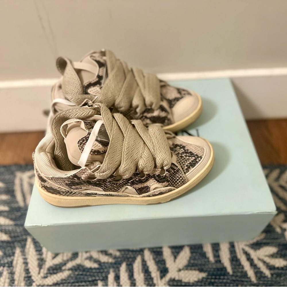 Lanvin Curb Sneakers 'Beige Python' Lightly Worn - image 4